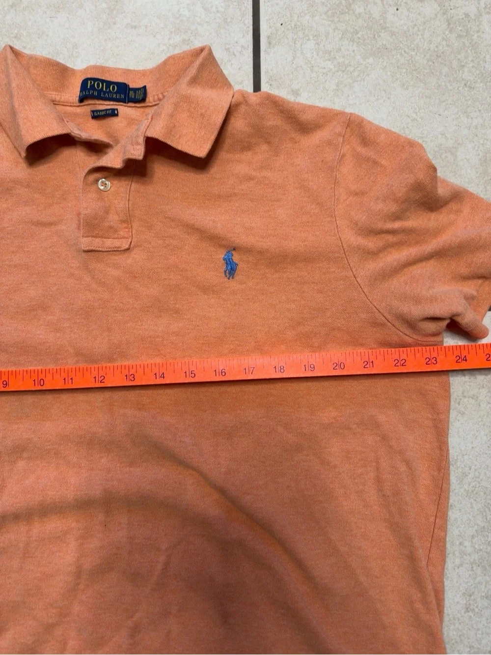 Polo Ralph Lauren Men’s XL Orange Classic Fit Polo Shirt Blue Pony